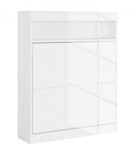 HOMCOM Wall Mounted or Freestanding Shoe Cabinet with 2 Flip Drawers, White