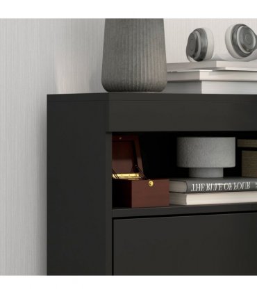HOMCOM Wall Mounted or Freestanding Shoe Cabinet with 2 Flip Drawers, Black