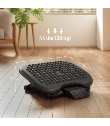 HOMCOM Foot Rest Adjustable Height and Angle Home Office Footstool Black