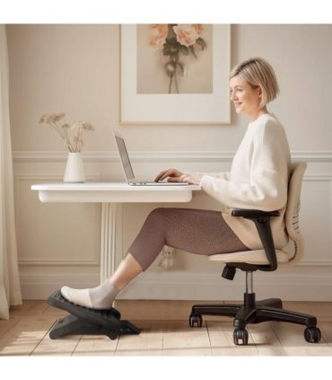 HOMCOM Foot Rest Adjustable Height and Angle Home Office Footstool Black