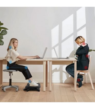 HOMCOM Foot Rest Adjustable Height and Angle Home Office Footstool Black