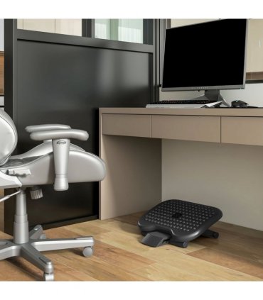 HOMCOM Foot Rest Adjustable Height and Angle Home Office Footstool Black