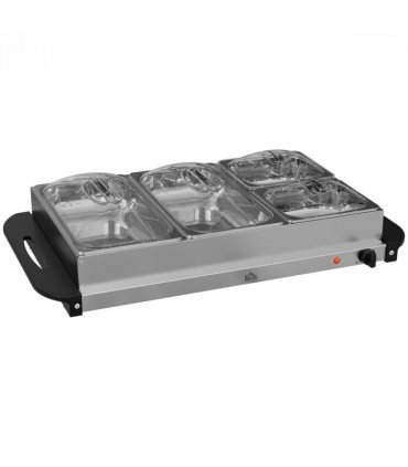 HOMCOM 4 Tray Electric Food Warmer Buffet Server with Adjustable Temp 300W