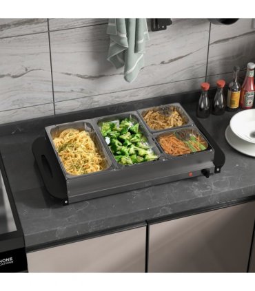 HOMCOM 4 Tray Electric Food Warmer Buffet Server with Adjustable Temp 300W