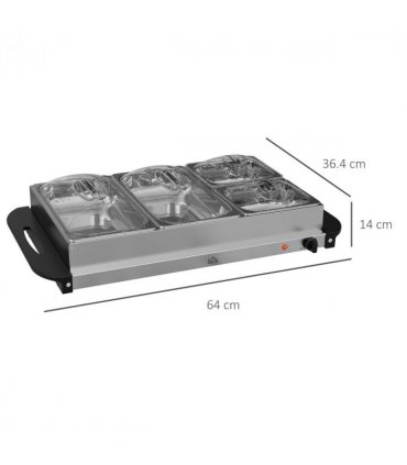 HOMCOM 4 Tray Electric Food Warmer Buffet Server with Adjustable Temp 300W