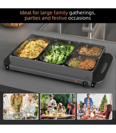 HOMCOM 4 Tray Electric Food Warmer Buffet Server with Adjustable Temp 300W