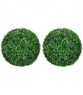 HOMCOM Set of 2 Artificial Topiary Balls Indoor Outdoor Faux Boxwood Balls