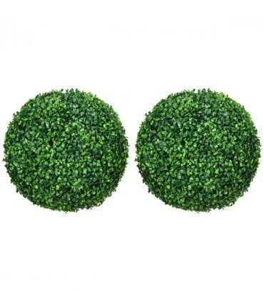 HOMCOM Set of 2 Artificial Topiary Balls Indoor Outdoor Faux Boxwood Balls