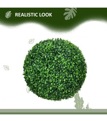 HOMCOM Set of 2 Artificial Topiary Balls Indoor Outdoor Faux Boxwood Balls