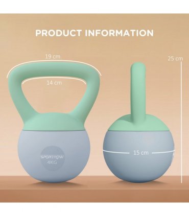 SPORTNOW 4KG Kettlebell with Soft Body and Non-Slip Handle, Grey and Green