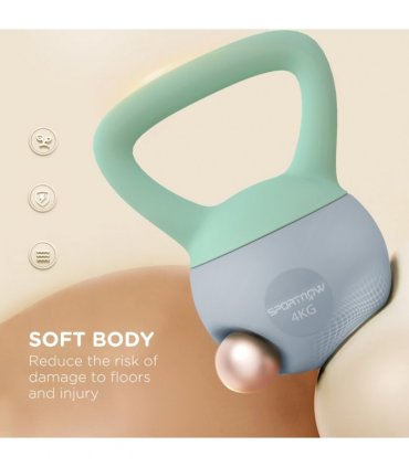 SPORTNOW 4KG Kettlebell with Soft Body and Non-Slip Handle, Grey and Green