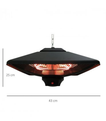 Outsunny 2kw Electric Heater LED Halogen Heating Hanging Light Outdoor Remote