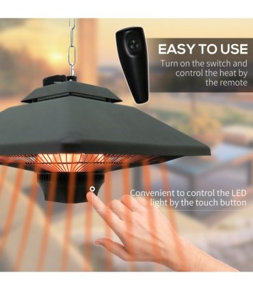 Outsunny 2kw Electric Heater LED Halogen Heating Hanging Light Outdoor Remote