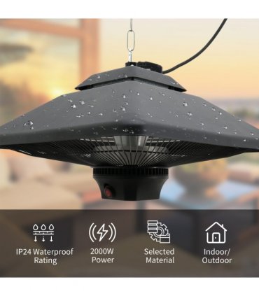 Outsunny 2kw Electric Heater LED Halogen Heating Hanging Light Outdoor Remote