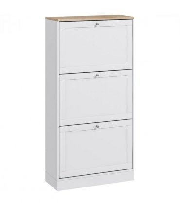 HOMCOM Narrow Shoe Cabinet with 3 Flip Drawers for 18 Pairs of Shoes White