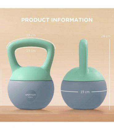 SPORTNOW 6KG Kettlebell with Soft Body and Non-Slip Handle, Grey and Green