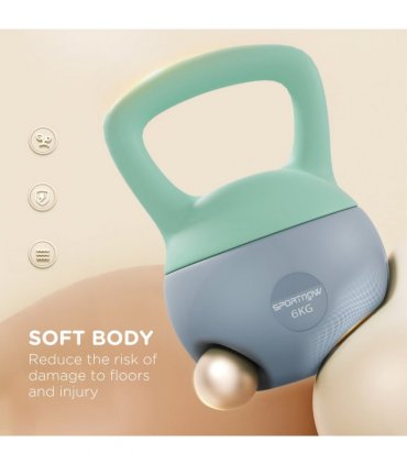 SPORTNOW 6KG Kettlebell with Soft Body and Non-Slip Handle, Grey and Green