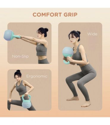 SPORTNOW 6KG Kettlebell with Soft Body and Non-Slip Handle, Grey and Green