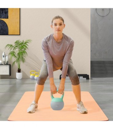 SPORTNOW 8KG Kettlebell with Soft Body and Non-Slip Handle, Grey and Green