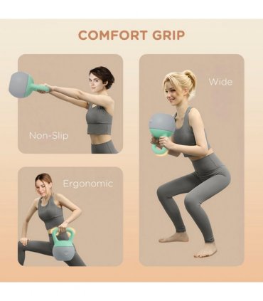 SPORTNOW 8KG Kettlebell with Soft Body and Non-Slip Handle, Grey and Green