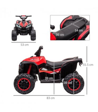 HOMCOM 12V Electric Quad Bikes for Kids Ride On Car ATV Toy for 3-5 Years Red