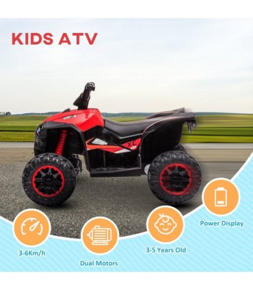 HOMCOM 12V Electric Quad Bikes for Kids Ride On Car ATV Toy for 3-5 Years Red