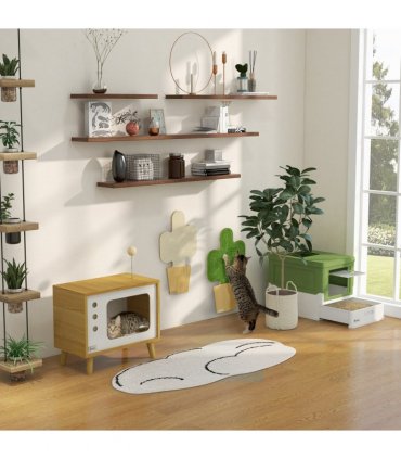 PawHut Hooded Cat Litter Box, Pet Toilet w/ Scoop, Tray - Light Green