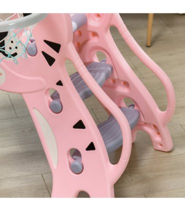 AIYAPLAY Kids Slide with Basketball Hoop, Basketball, for 18-36 Months, Pink