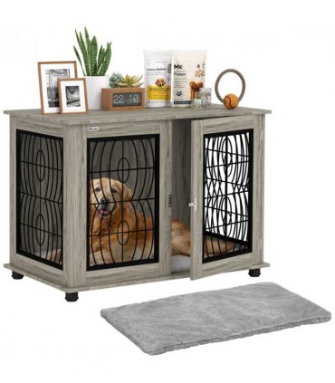 PawHut Dog Crate Furniture, 37" End Table for Large Dogs w/ Cushion