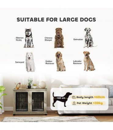 PawHut Dog Crate Furniture, 37" End Table for Large Dogs w/ Cushion