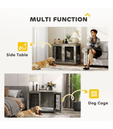 PawHut Dog Crate Furniture, 37" End Table for Large Dogs w/ Cushion