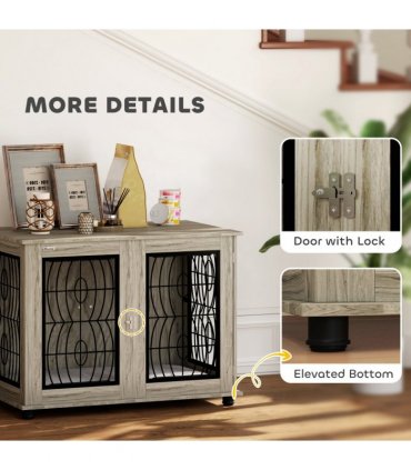 PawHut Dog Crate Furniture, 37" End Table for Large Dogs w/ Cushion