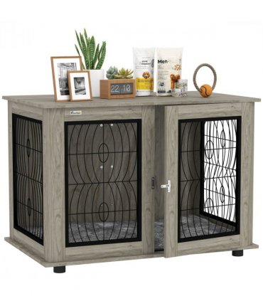 PawHut Dog Crate Furniture, 44.5" End Table for Extra Large Dogs w/ Cushion