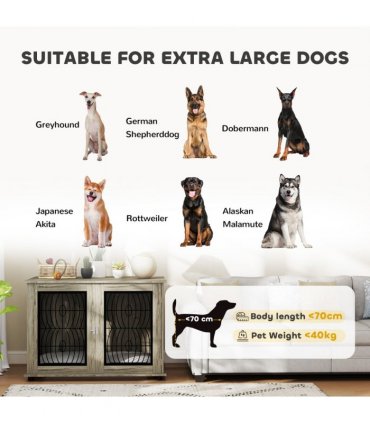 PawHut Dog Crate Furniture, 44.5" End Table for Extra Large Dogs w/ Cushion