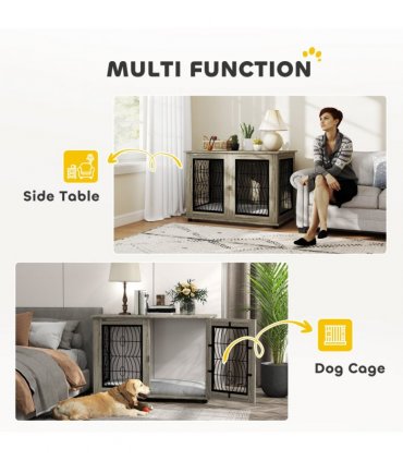 PawHut Dog Crate Furniture, 44.5" End Table for Extra Large Dogs w/ Cushion