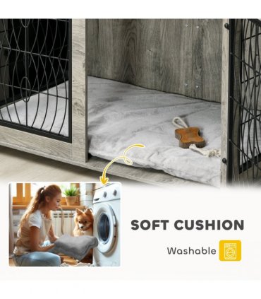PawHut Dog Crate Furniture, 44.5" End Table for Extra Large Dogs w/ Cushion