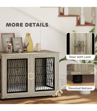 PawHut Dog Crate Furniture, 44.5" End Table for Extra Large Dogs w/ Cushion
