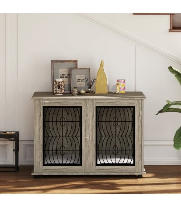 PawHut Dog Crate Furniture, 44.5" End Table for Extra Large Dogs w/ Cushion