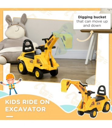 HOMCOM 2 in 1 Kids Ride On Tractor with Bucke, for 1.5-4 Years Old, NO POWER