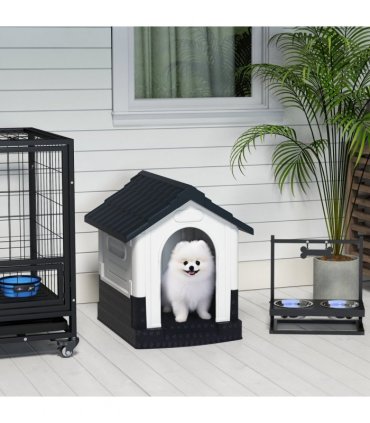 PawHut Dog Kennel for Outside, for XS Dogs, 64.5 x 57 x 66cm, Grey
