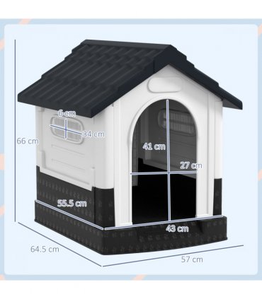 PawHut Dog Kennel for Outside, for XS Dogs, 64.5 x 57 x 66cm, Grey