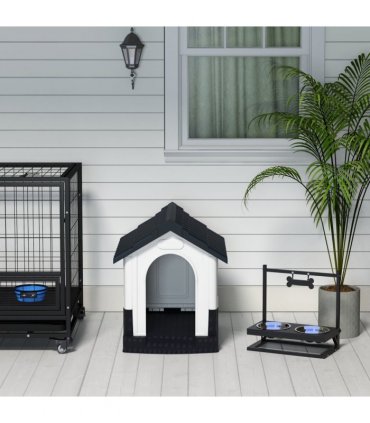 PawHut Dog Kennel for Outside, for XS Dogs, 64.5 x 57 x 66cm, Grey