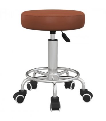 Vinsetto Round PU leather Salon Beautician Stool Adjustable Height, Brown