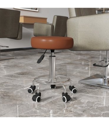 Vinsetto Round PU leather Salon Beautician Stool Adjustable Height, Brown