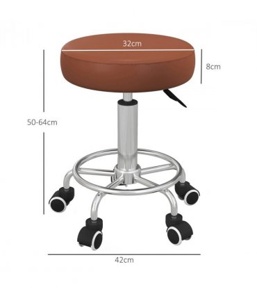 Vinsetto Round PU leather Salon Beautician Stool Adjustable Height, Brown