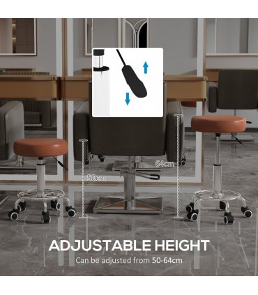 Vinsetto Round PU leather Salon Beautician Stool Adjustable Height, Brown