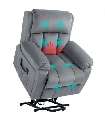 HOMCOM Lift Chair Riser and Recliner Chair with Vibration Massage, Heat, Grey