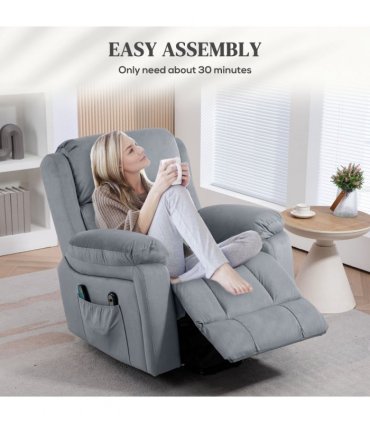 HOMCOM Lift Chair Riser and Recliner Chair with Vibration Massage, Heat, Grey