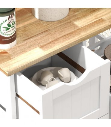 HOMCOM Rolling Kitchen Island Cart, Bar Serving Cart, Compact Trolley White