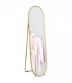 HOMCOM Oval Full Length Mirror with Metal Frame Hanging or Leaning Gold Tone